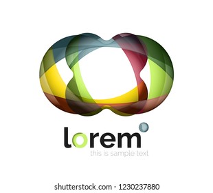 Resumen del logotipo de diseño geométrico hecho de elementos fluidos, icono vectorial