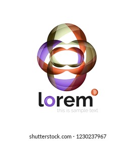 Abstract geometric design logo made of flowing elements, vector icon