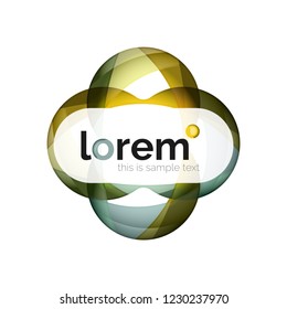 Resumen del logotipo de diseño geométrico hecho de elementos fluidos, icono vectorial