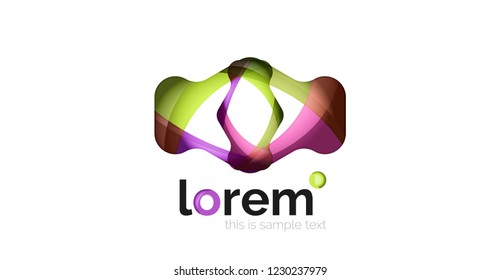 Abstract geometric design logo made of flowing elements, vector icon