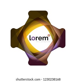 Abstract geometric design logo made of flowing elements, vector icon