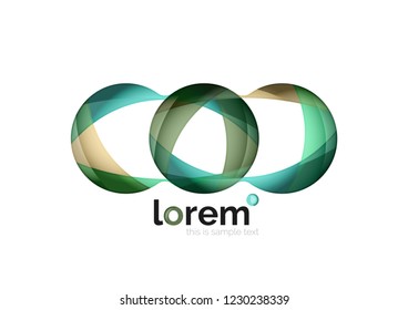 Abstract geometric design logo made of flowing elements, vector icon