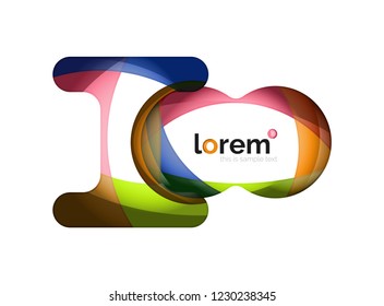 Resumen del logotipo de diseño geométrico hecho de elementos fluidos, icono vectorial