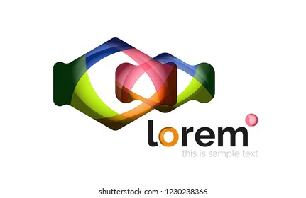 Abstract geometric design logo made of flowing elements, vector icon
