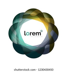 Resumen del logotipo de diseño geométrico hecho de elementos fluidos, icono vectorial