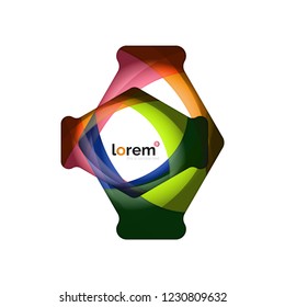Abstraktes geometrisches Design-Logo aus fließenden Elementen, Vektorsymbol