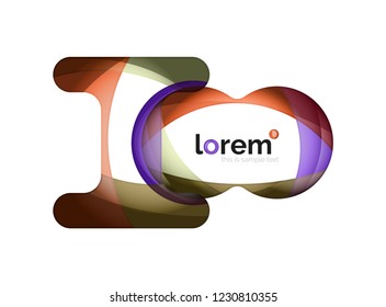 Resumen del logotipo de diseño geométrico hecho de elementos fluidos, icono vectorial