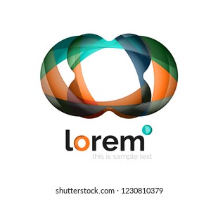 Abstract geometric design logo made of flowing elements, vector icon