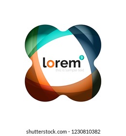 Resumen del logotipo de diseño geométrico hecho de elementos fluidos, icono vectorial