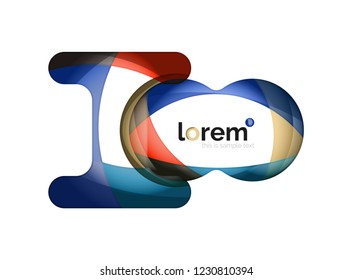 Abstract geometric design logo made of flowing elements, vector icon