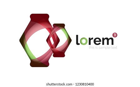 Abstract geometric design logo made of flowing elements, vector icon