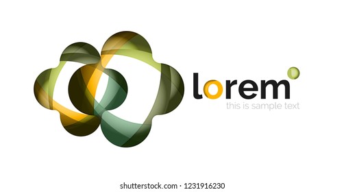Abstract geometric design logo made of flowing elements, vector icon