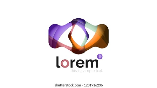 Abstract geometric design logo made of flowing elements, vector icon