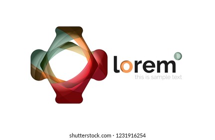 Abstract geometric design logo made of flowing elements, vector icon