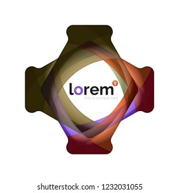 Abstract geometric design logo made of flowing elements, vector icon