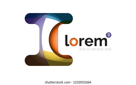 Abstract geometric design logo made of flowing elements, vector icon