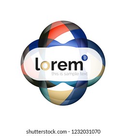 Abstract geometric design logo made of flowing elements, vector icon