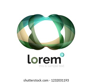 Resumen del logotipo de diseño geométrico hecho de elementos fluidos, icono vectorial