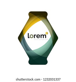 Abstract geometric design logo made of flowing elements, vector icon