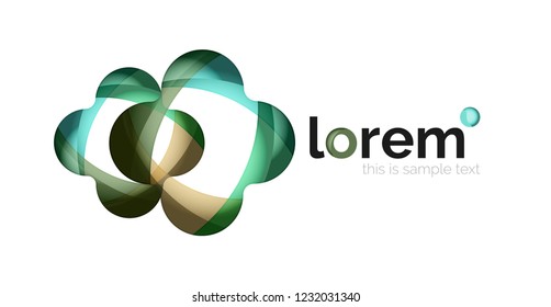 Abstract geometric design logo made of flowing elements, vector icon