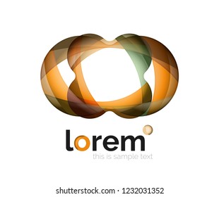 Abstract geometric design logo made of flowing elements, vector icon