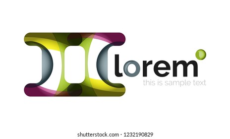Resumen del logotipo de diseño geométrico hecho de elementos fluidos, icono vectorial