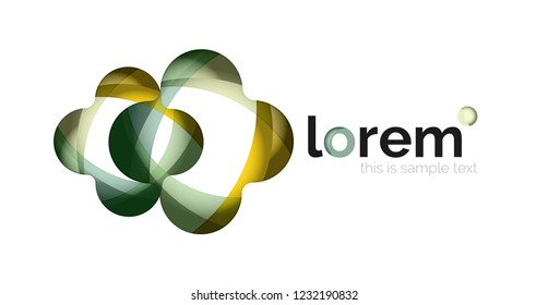 Abstract geometric design logo made of flowing elements, vector icon