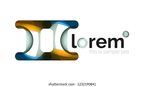 Abstract geometric design logo made of flowing elements, vector icon