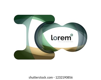 Resumen del logotipo de diseño geométrico hecho de elementos fluidos, icono vectorial