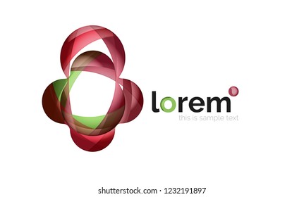 Abstract geometric design logo made of flowing elements, vector icon