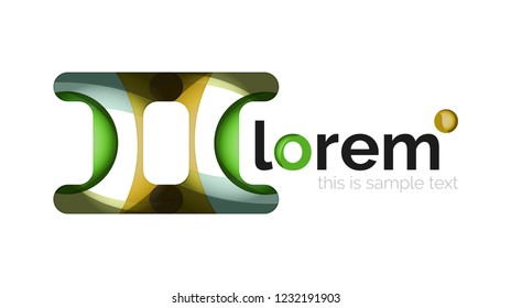 Abstract geometric design logo made of flowing elements, vector icon