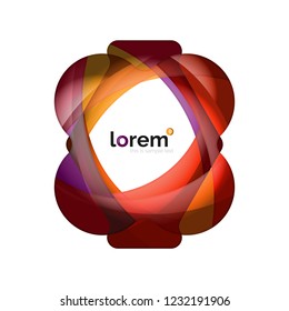 Resumen del logotipo de diseño geométrico hecho de elementos fluidos, icono vectorial