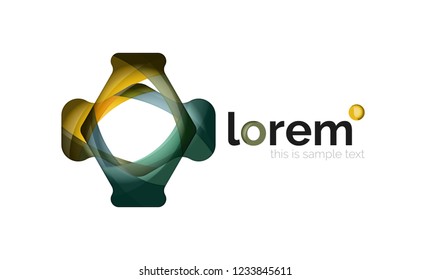 Resumen del logotipo de diseño geométrico hecho de elementos fluidos, icono vectorial