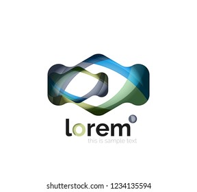 Resumen del logotipo de diseño geométrico hecho de elementos fluidos, icono vectorial