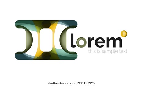 Abstract geometric design logo made of flowing elements, vector icon