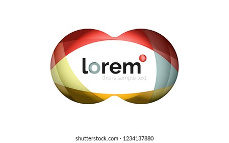 Abstract geometric design logo made of flowing elements, vector icon
