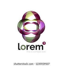Abstract geometric design logo made of flowing elements, vector icon