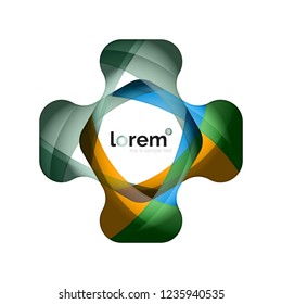 Abstract geometric design logo made of flowing elements, vector icon
