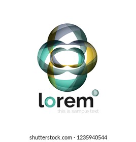 Abstract geometric design logo made of flowing elements, vector icon