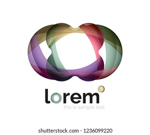 Abstract geometric design logo made of flowing elements, vector icon