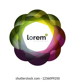 Resumen del logotipo de diseño geométrico hecho de elementos fluidos, icono vectorial