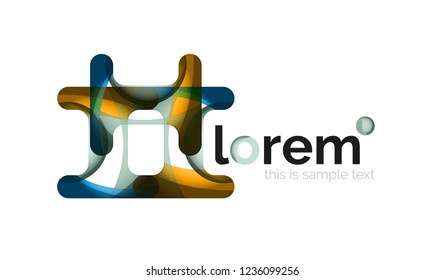 Abstract geometric design logo made of flowing elements, vector icon