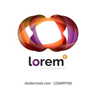 Abstract geometric design logo made of flowing elements, vector icon