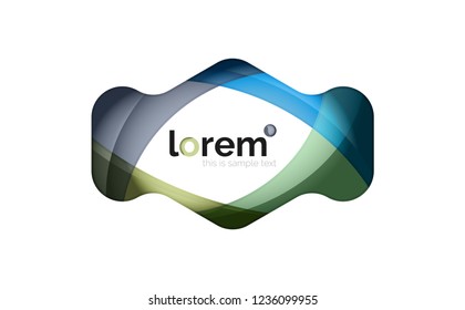 Abstract geometric design logo made of flowing elements, vector icon