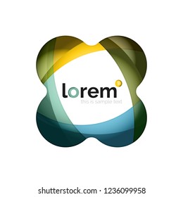 Resumen del logotipo de diseño geométrico hecho de elementos fluidos, icono vectorial
