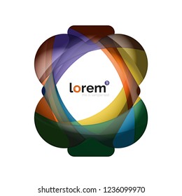 Resumen del logotipo de diseño geométrico hecho de elementos fluidos, icono vectorial