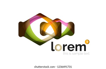 Abstract geometric design logo made of flowing elements, vector icon