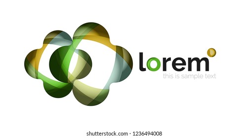 Abstract geometric design logo made of flowing elements, vector icon