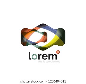 Resumen del logotipo de diseño geométrico hecho de elementos fluidos, icono vectorial