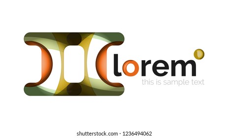 Abstract geometric design logo made of flowing elements, vector icon